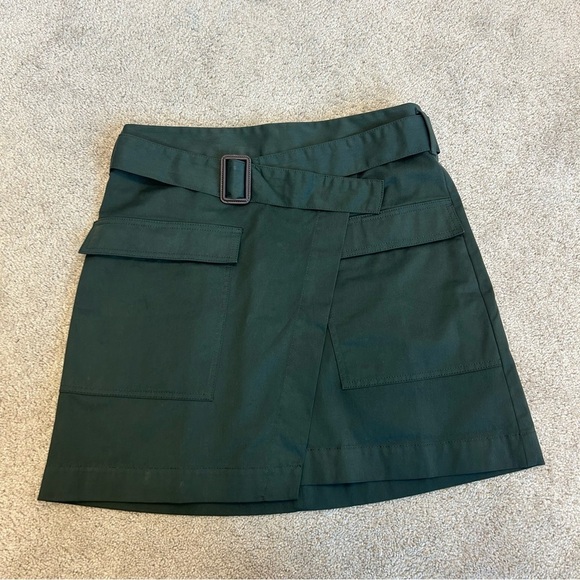 BANANA Republic olive green utility pocket skirt Sz 10 belted NWOT - Picture 2 of 11